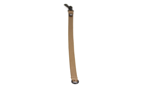 A 16-inch Coyote (tan) Key Strap with a snaphook at one end and an o-ring at the other.